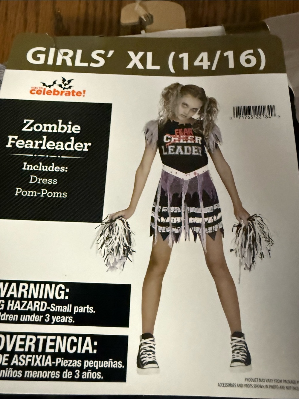 Celebrate! Girls' XL Zombie Fearleader Costume in Black & Purple